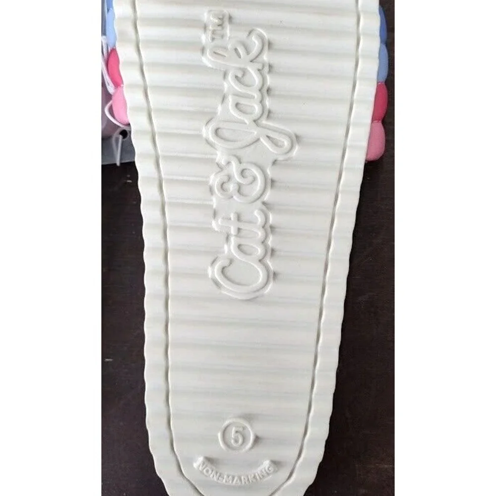 Cat Jack Kids Girls Slide‎ Sandals Size 5 Rainbow Striped Padded Slip On Shoes